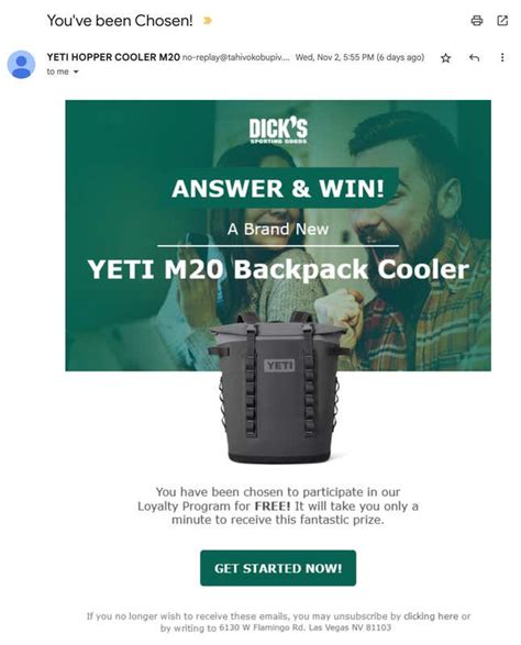 yeti cooler scam email